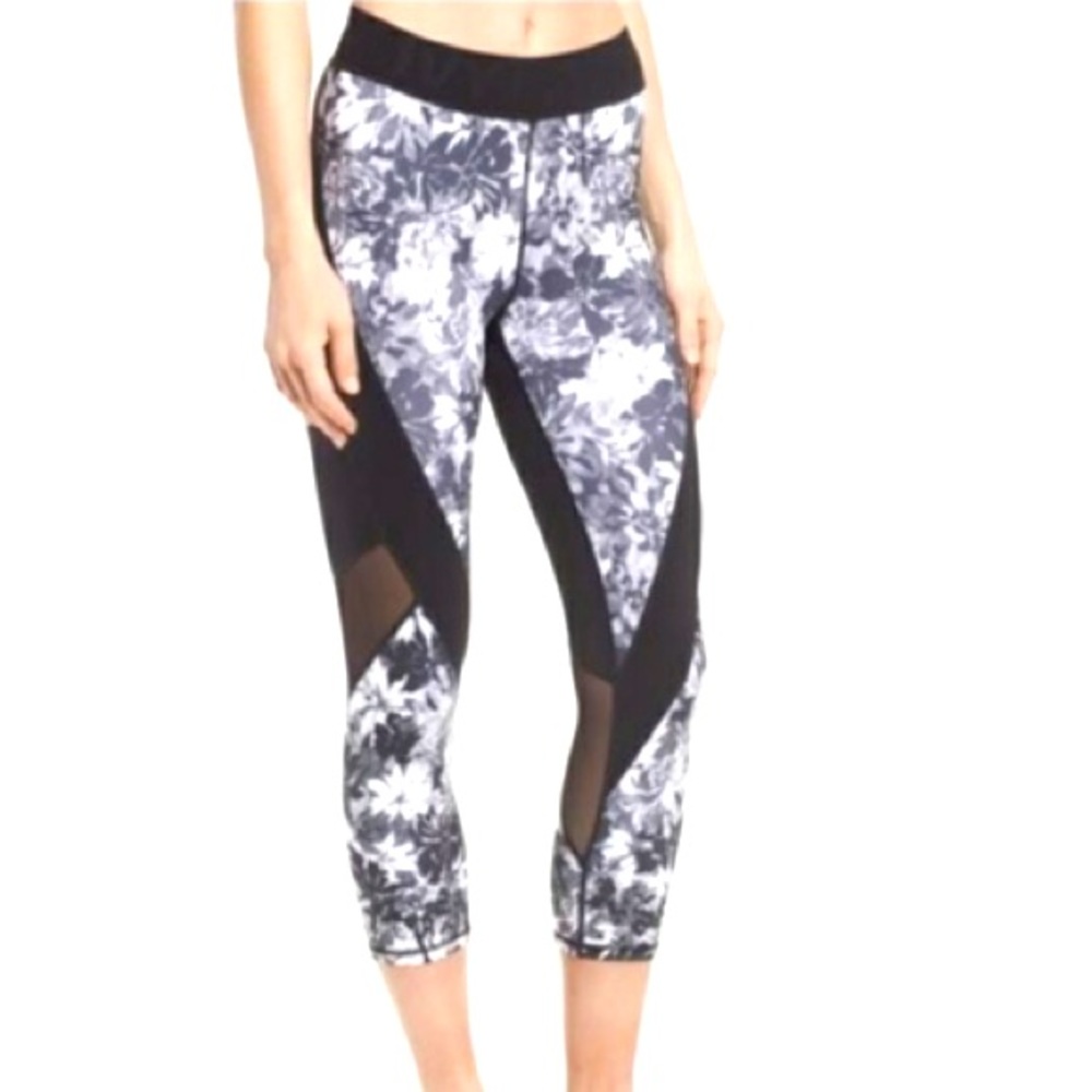IVY PARK Black & White Floral Mesh Crop Leggings